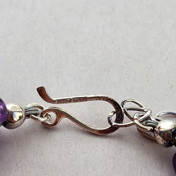 Jay King 3 Strand Necklace 18" Apatite, Amethyst New Sterling Silver 925 - Picture 6 of 7